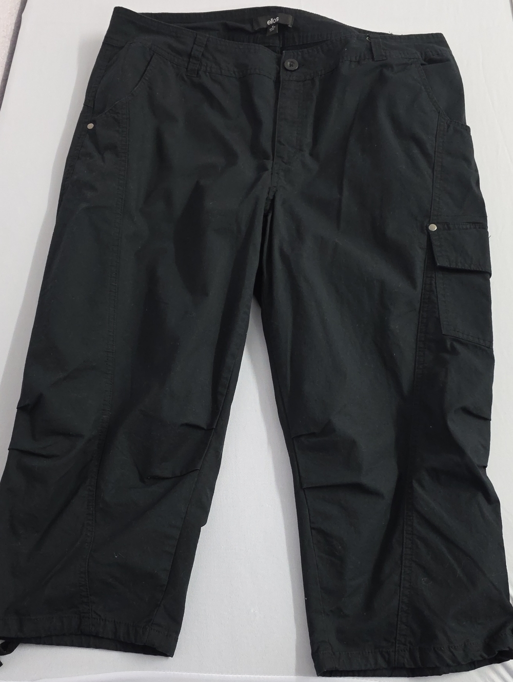 Ellos Black Stretch Utility Cargo Capris Size 16